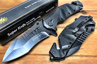 9'' USA Ballistic Pocket Spring Assist Folding Knife, Black Blade, 5-Inch Closed