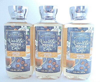3 BATH & BODY WORKS VANILLA MOCHA CAFE SHOWER GEL BODY WASH 10 oz NEW!
