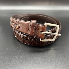 Brighton Concord Men 42 Belt Leather Brown Braided Accent Inlay M20668 EUC