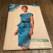 Vintage Butterick Pattern 6389 Woman’s Dress Size A 6-14  See & Sew Pattern Cut