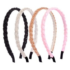 4Pcs Elegant Beaded Crystal Headband Bead Hair Hoop Accessories for Women Girls