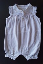 NWT Polo RALPH LAUREN Layette WHITE Summer Ruffle Sleeveless 1pc ROMPER 6M