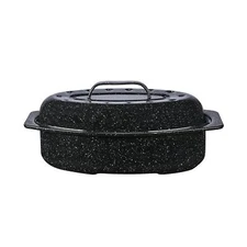 Granite Ware 13-Inch Covered Oval Roaster - Speckled Black