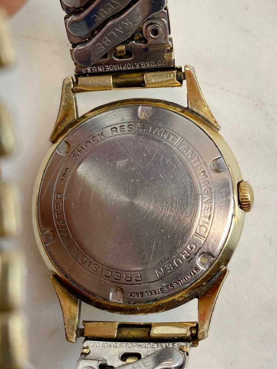 Vintage GRUEN Precision 10K Gold Filled Bezel Watch. 17 Jewels