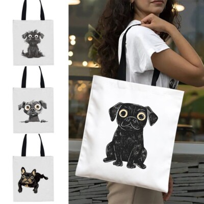 Weiße Einkaufstasche Schultertasche aus Canvas für Damen Handtasche Aufbewahrungstasche UK