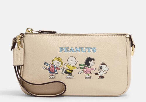 Coach  X Peanuts Nolita 19 Snoopy And Friend Ivory Multi Leather Wristlet