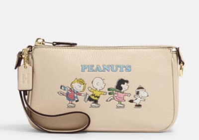 Coach  X Peanuts Nolita 19 Snoopy And Friend Ivory Multi Leather Wristlet