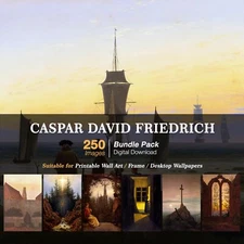 Caspar David Friedrich Digital Paintings - 250 High-Resolution Images instant Do