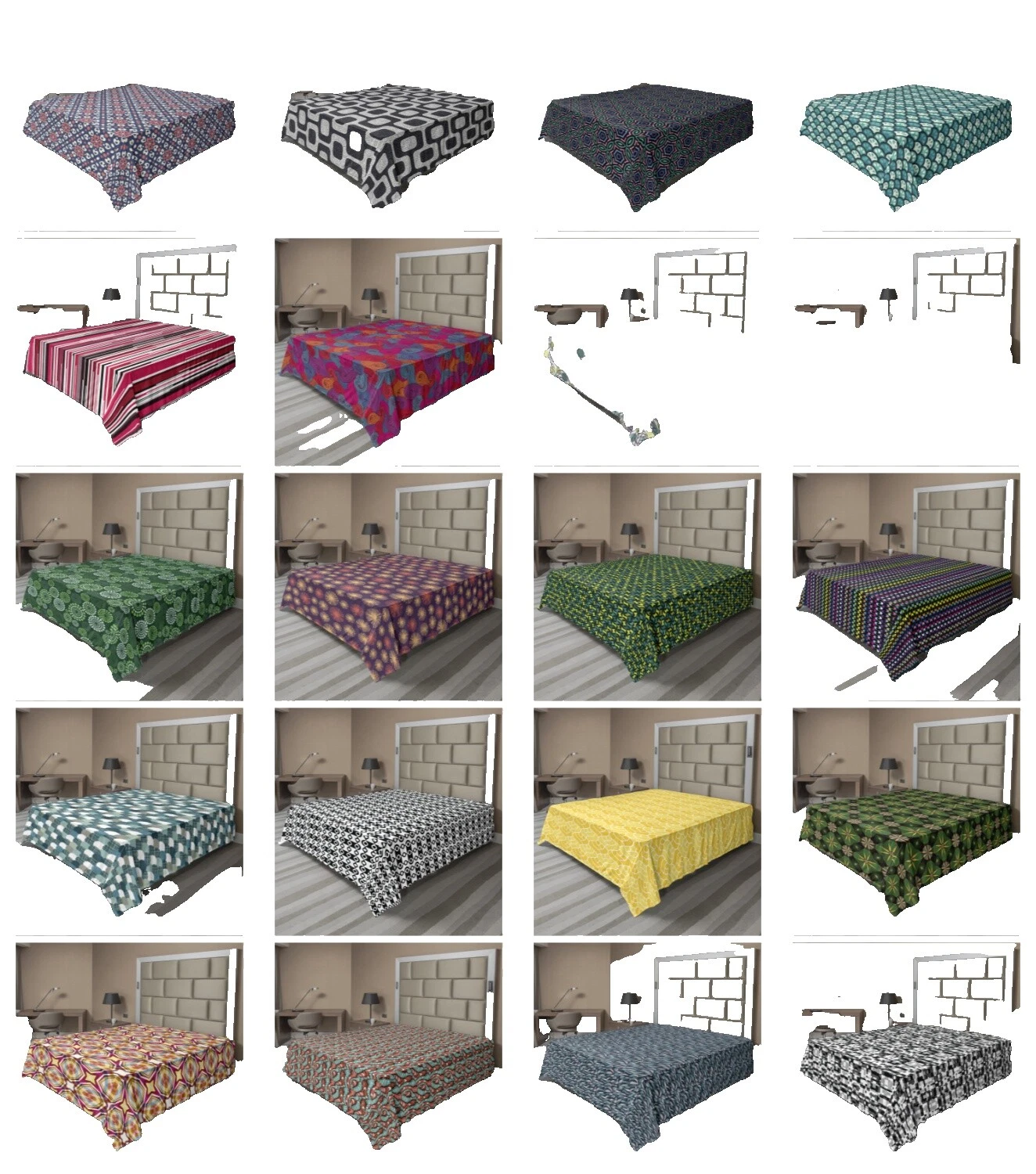 Multicolor Abstract Bed Sheets Flat Sheets