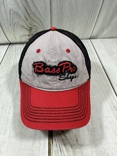 Bass Pro Shops mens Trucker Mesh Hat Cap Red Black Adjustable Strap Fishing