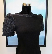 VTG ADOLFO Neiman Marcus Little Black Dress Knit Boucle Sz XS/S