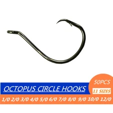 1/0 - 12/0 Octopus Circle Fishing Hook Saltwater Offset Barbed Strong Fishhook