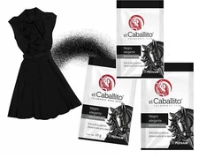 3 Pinturas para ropa EL CABALLITO CON FIJADOR INCLUIDO Color Negro Elegante 20g
