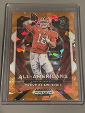 Trevor Lawrence 2021 PRIZM Draft Picks All American Orange Cracked Ice #181 RC