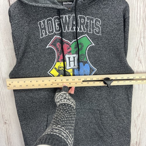 Harry Potter Hoodie Sweatshirt Mens Large Gray Pullover Hogwarts House Crest VGC - Picture 8 of 12
