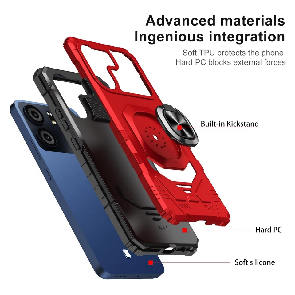 Funda de teléfono con anillo blindado magnético + vidrio templado para BLU View 5 Foto 4 de 4