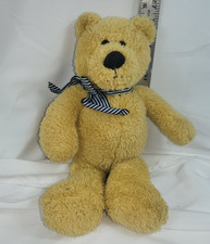 Teddy Bear 8 " Blue Neck Bow Biege