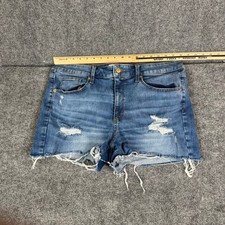 Universal Thread Shorts Womens Size 16 Blue High Rise Midi Distressed Cutoff