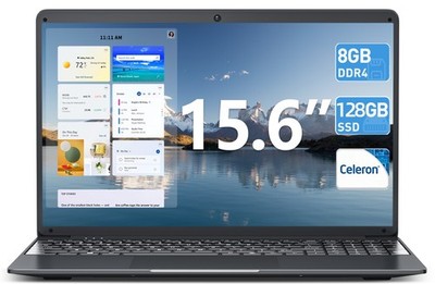 Portable Windows 11 Laptop 15.6'' Intel Celeron 8GB RAM 128GB SSD Notebook HDMI