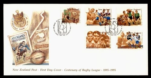 DR WHO 1995 NEW ZEALAND FDC RUGBY LEAGUE CENTENARY COMBO $1.80 R38978