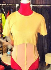 Tan Bodysuit With Mesh