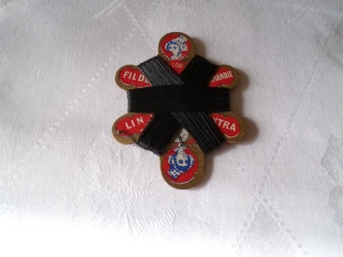 ANTIQUE LINEN THREAD CARD NORMANDY OLD HABERDASHERY CARD