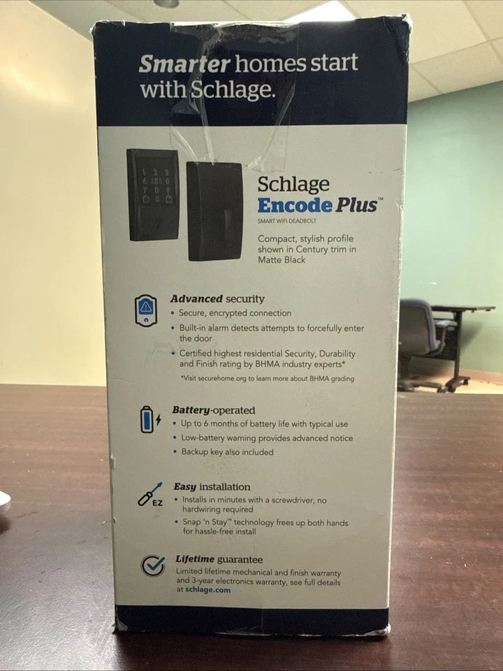 Schlage Encode Plus Matte Black Trim BE499WBCEN622 BRAND NEW OPEN BOX - Image 2 of 4