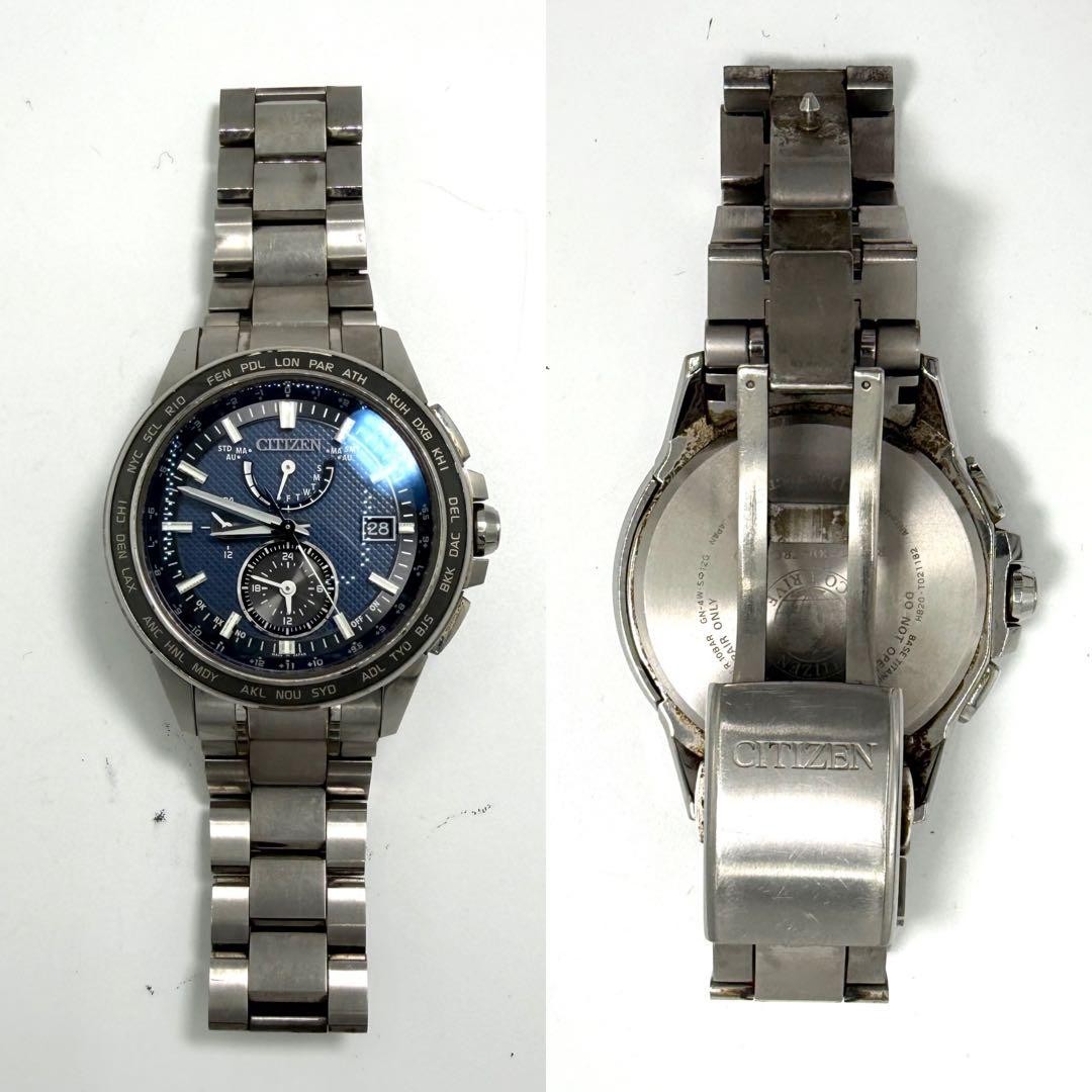 Citizen Attesa H820 Timepiece Wristwatch Navy Dial Solar Radio