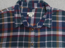 L.L.BEAN Flannel Shirt Thick Plaid Organic Cotton ll bean Button-Up Women's L