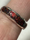 Vtg Native Sterling Silver Inlay Genuine Fire Opal Band Ring Sz8.25, 4.9g