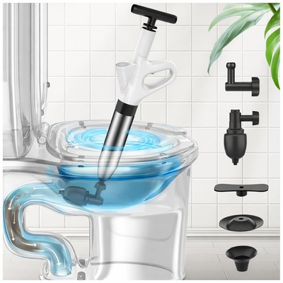 #ad PlungerHigh Pressure Plunger Heavy DutyAuger Drain Blaster with Pressure Ga... $58.24