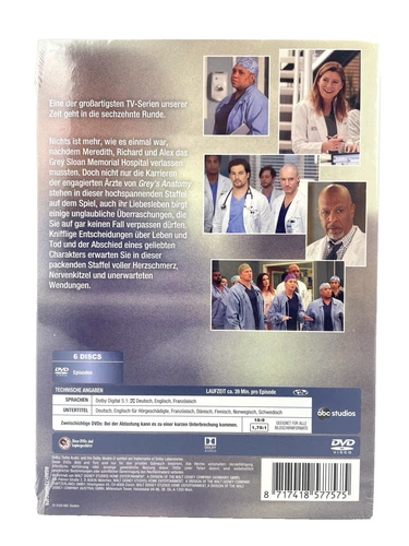 Grey's Anatomy Staffel 16 DVD I 6 Disc die komplette Staffel 16 TV Serie NEU OVP - Bild 3 von 5