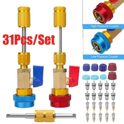 #ad R134A High Low Pressure AC Valve Core Quick Remover Installer Tool Kit $17.50