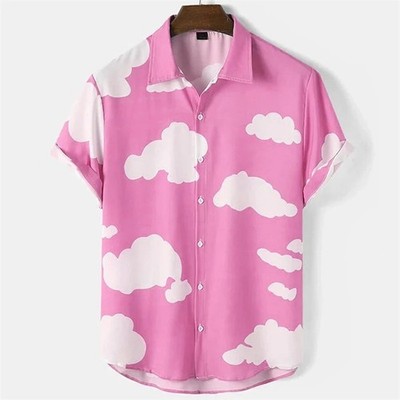 Herren Button Down Hemden Wolkenhimmel bedruckt Hawaii Tops Neuheit hässliches Geschenk Wolken