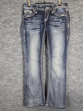 Rock Revival Jeans Womens 27 Blue Ellie Boot Bootcut Flap Pockets Stitching
