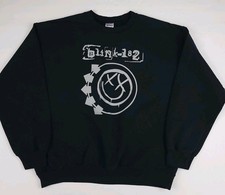 Vintage Y2k Blink 182 Print Sweatshirt Vtg USA Pop Punk Rock Band Promo Black