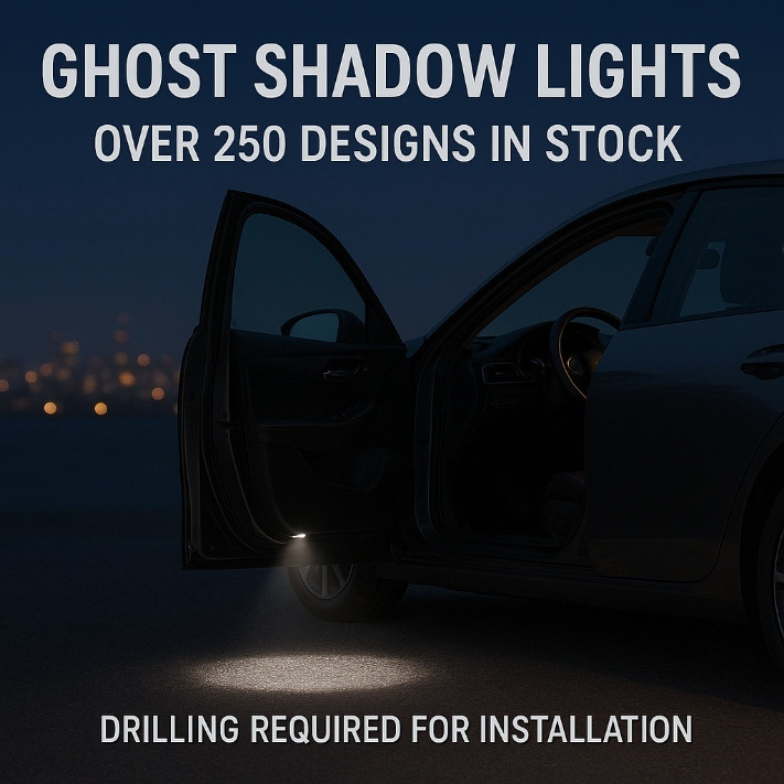 2Pc LED Ghost Shadow Door Projector Lights Drill Type for Ferrari