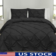 Luxurious Duvet Cover Set Hypoallergenic Pinch Pleat Includes Pillow Shams New