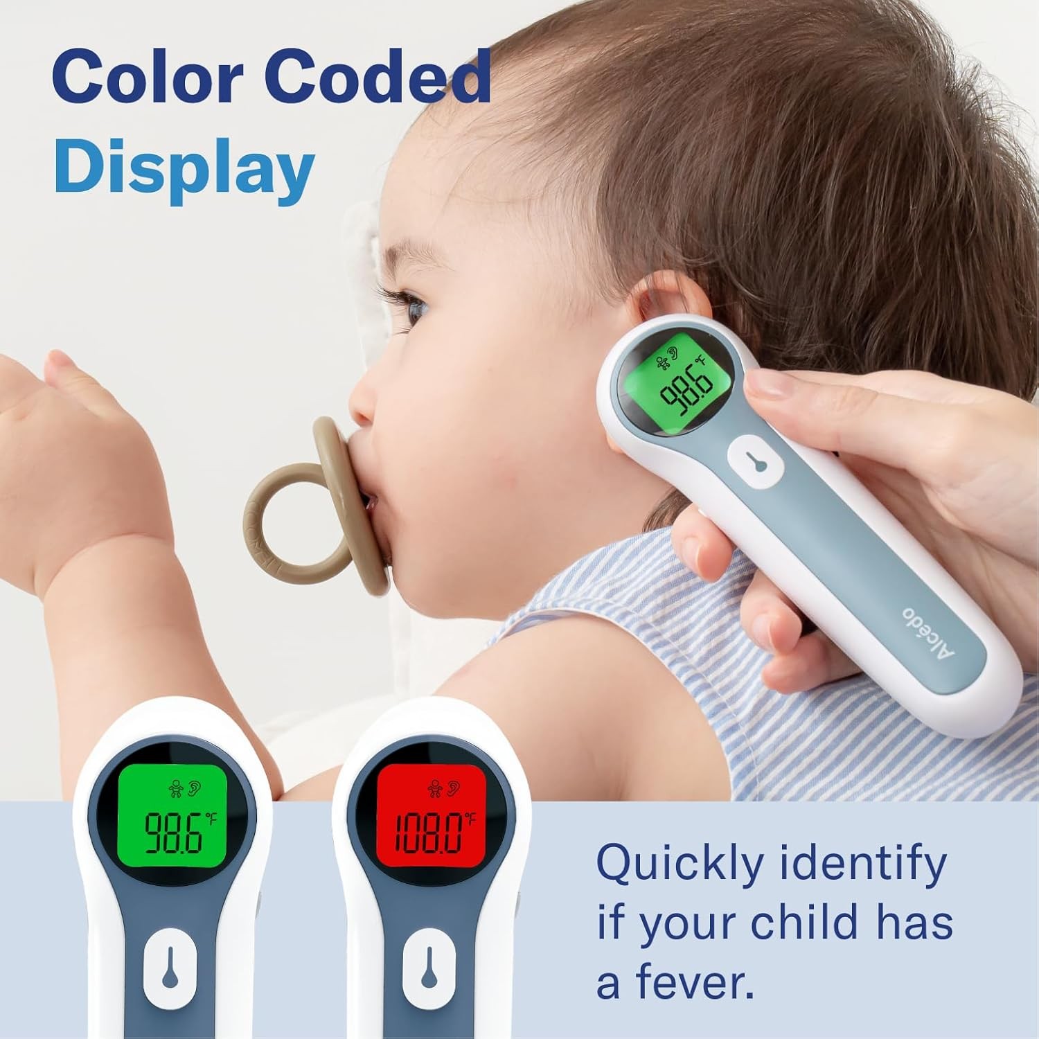 Alcedo Forehead & Ear Thermometer | Touchless Infrared, Instant Read, Medical