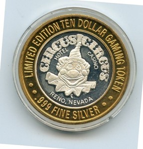 10.00 Silver Strike from the Circus Circus Casino Reno Nevada .999 CC High Fly