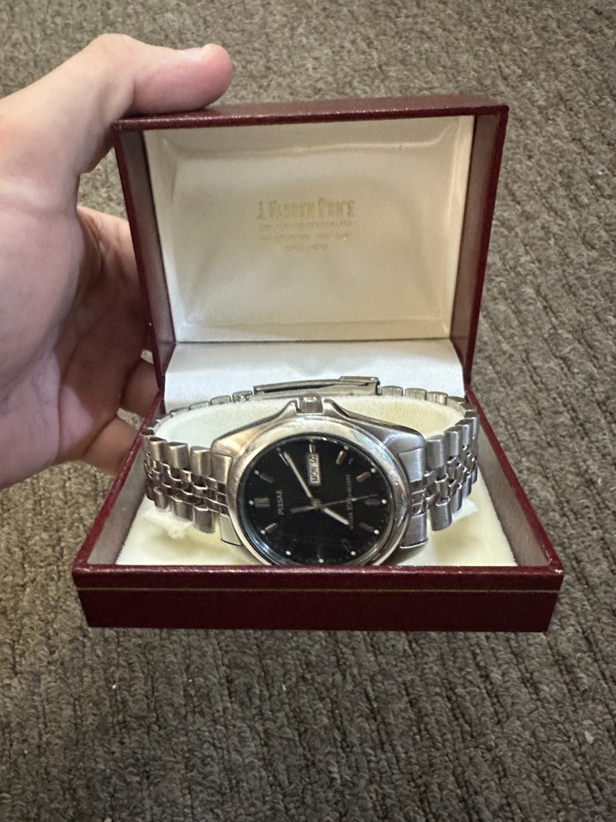 Pulsar by Seiko V733-9A20 Mens Stainless Steel Day Date Jubilee