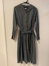 UNIQLO Ines de la Fressange Dress L Gray Green Stripes Vintage Used