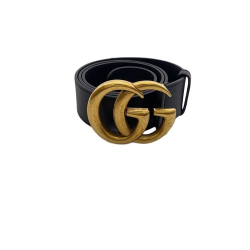 Used GUCCI◆GG logo/belt/leather/black/black/plain/ladies/400593/AP00T