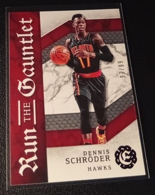 2016-17 Panini Excalibur #15 Run the Gauntlet Red Dennis Schroder /99