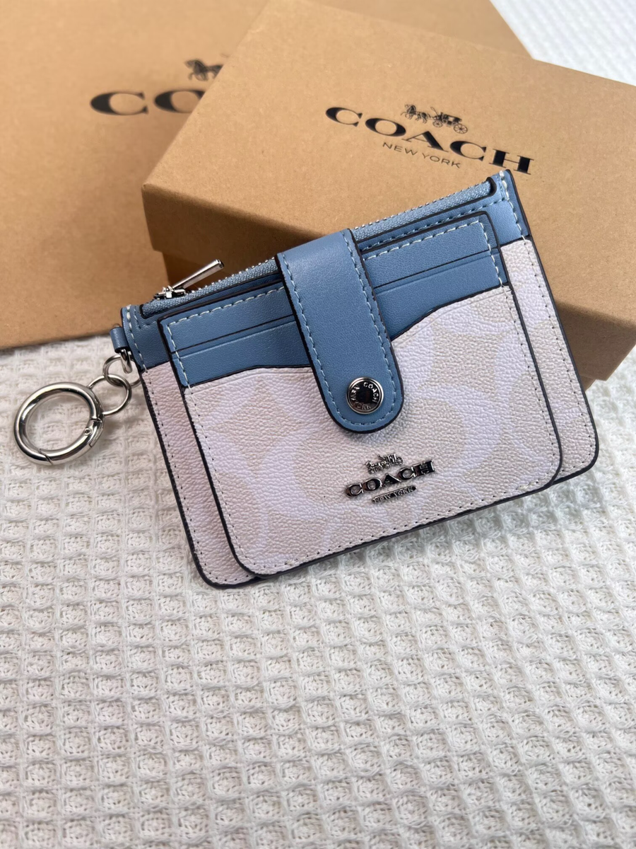 NEW COACH Attachment Credit Card Case Signature Canvas C7398 | eBay