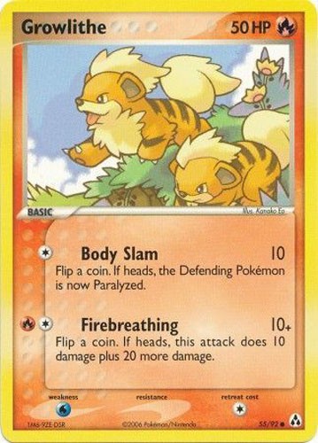 Pokemon Card - Legend Maker 55/92 - GROWLITHE (common) - NM