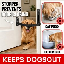 Metal Cat Door Prop - Dog Proof Litter Box Feeding Station, Keep Door Open For