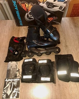 Vintage Rollerblade Bravo GLX 1993 Set 43/44 OVP Zubehör Crazy Creek Protektoren