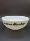 Vintage Pyrex Season's Greetings Employee Christmas Murder Bowl Light Green 705