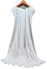 Ralph Lauren Black Label Long Nightgown Sz M Blue Paisley Ruffle 100 Cotton